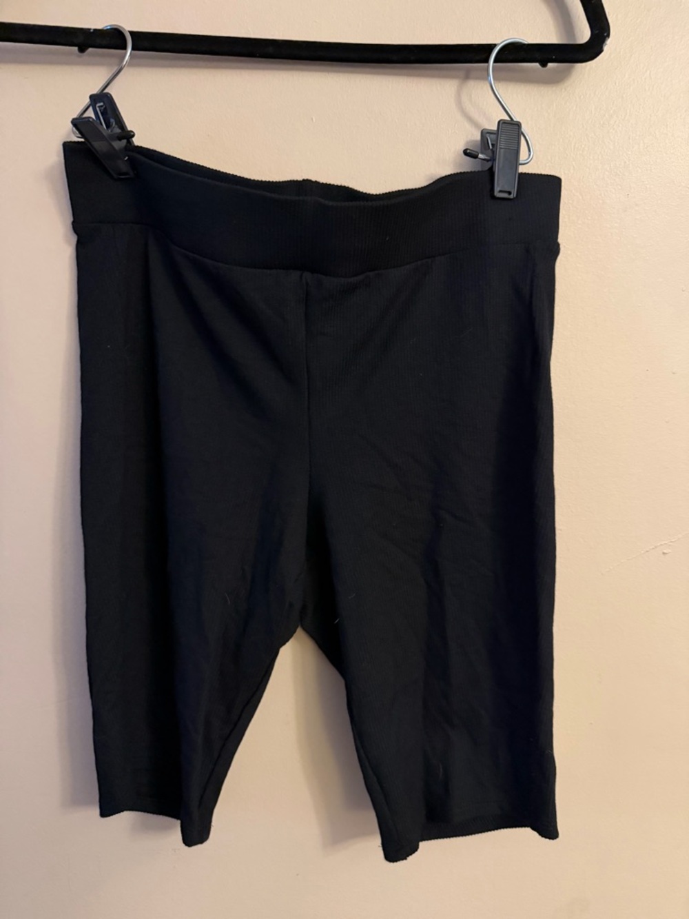 Black Ribbed Bike Shorts